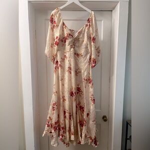 Baltic Born Floral Midi Dress in Cream and Pink